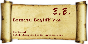 Bozsity Boglárka névjegykártya